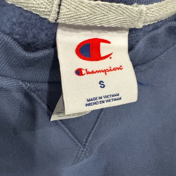 Champion Light Blue Crewneck Women's Fleece Pullover Sweatshirt Small - Picture 4 of 7